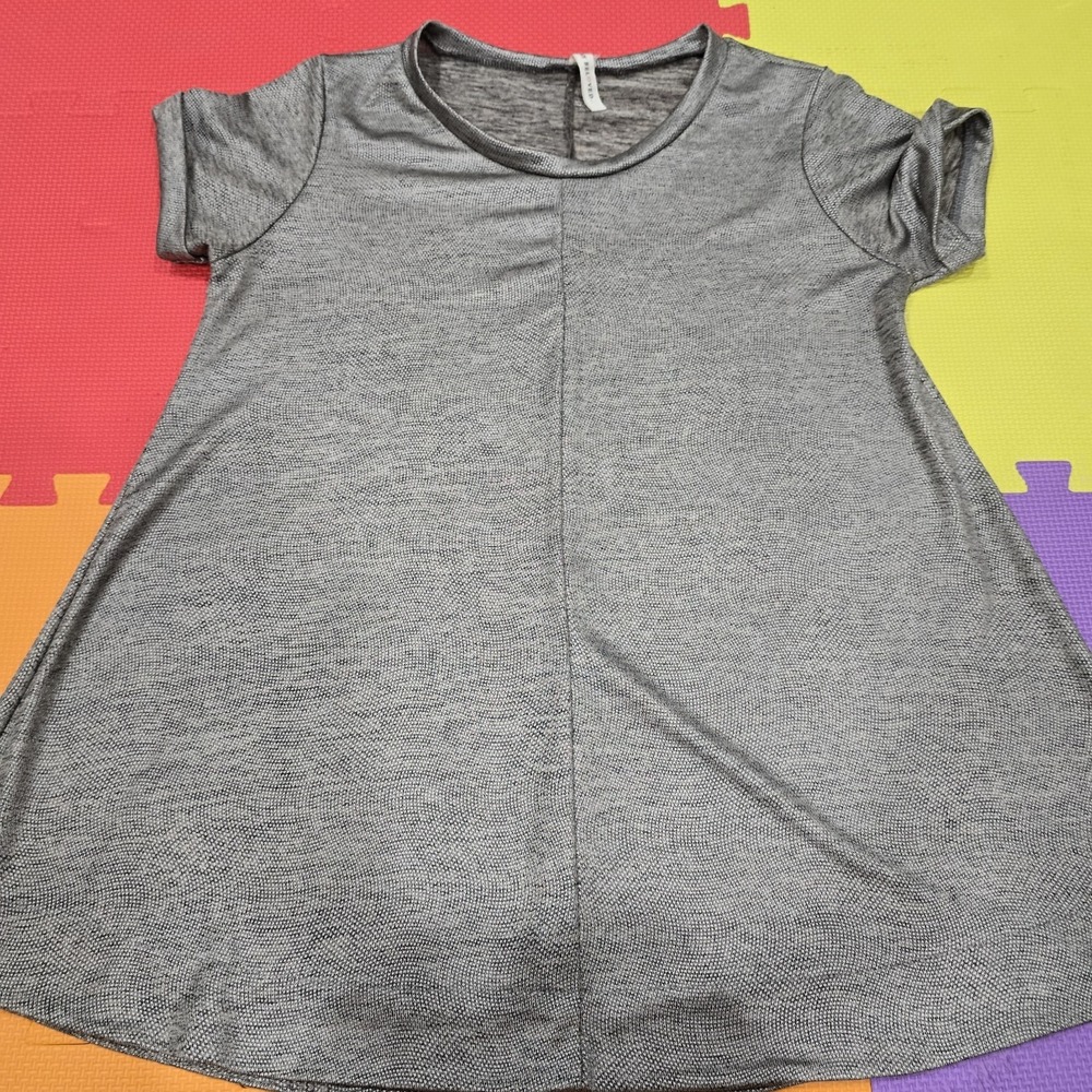 My Beloved Women's Metallic Silver Space Dye Tunic Top Short Sleeve Pockets Size